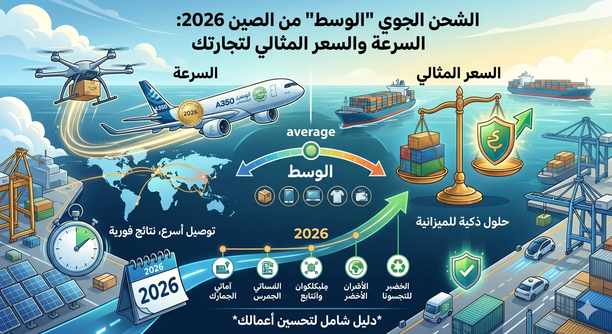 استراتيجية حساب الوزن التشغيلي وخفض الرسوم في نظام الشحن الجوي الوسط