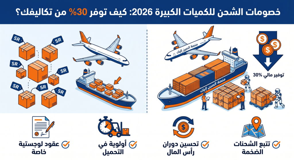 خصومات الشحن للكميات الكبيرة