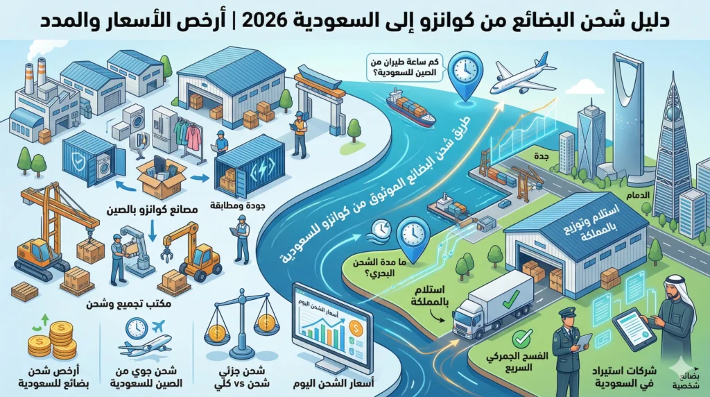 شحن بضائع من كوانزو إلى السعودية