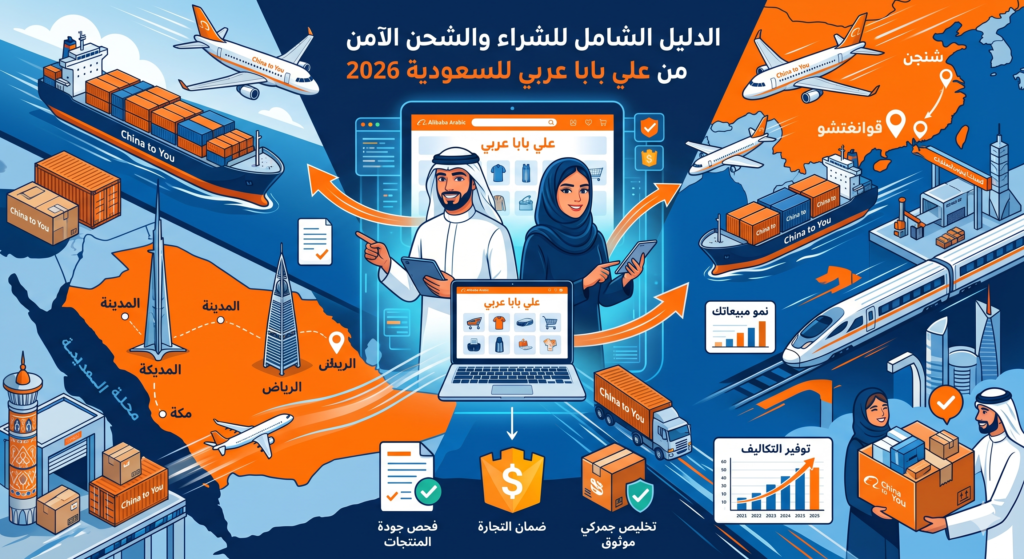 شحن طرود من موقع علي بابا عربي للسعودية