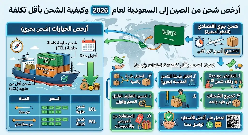 أرخص شحن من الصين إلى السعودية