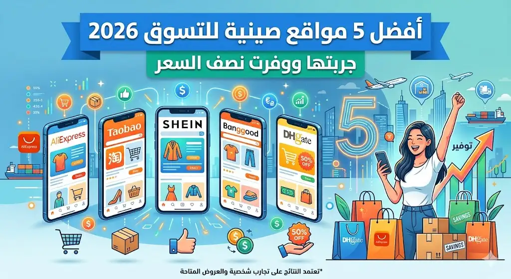 أفضل 5 مواقع صينية للتسوق 2026 | جربتها ووفرت نصف السعر.