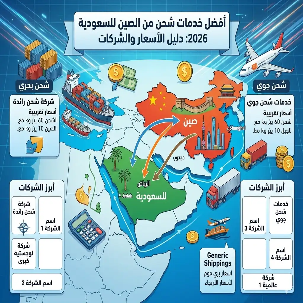 أفضل خدمات شحن من الصين للسعودية 2026: دليل الأسعار والشركات