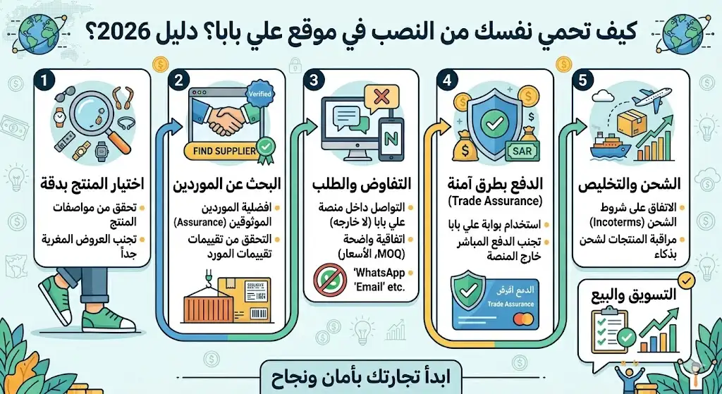 كيف تحمي نفسك من النصب في موقع علي بابا؟ دليل الأمان 2026