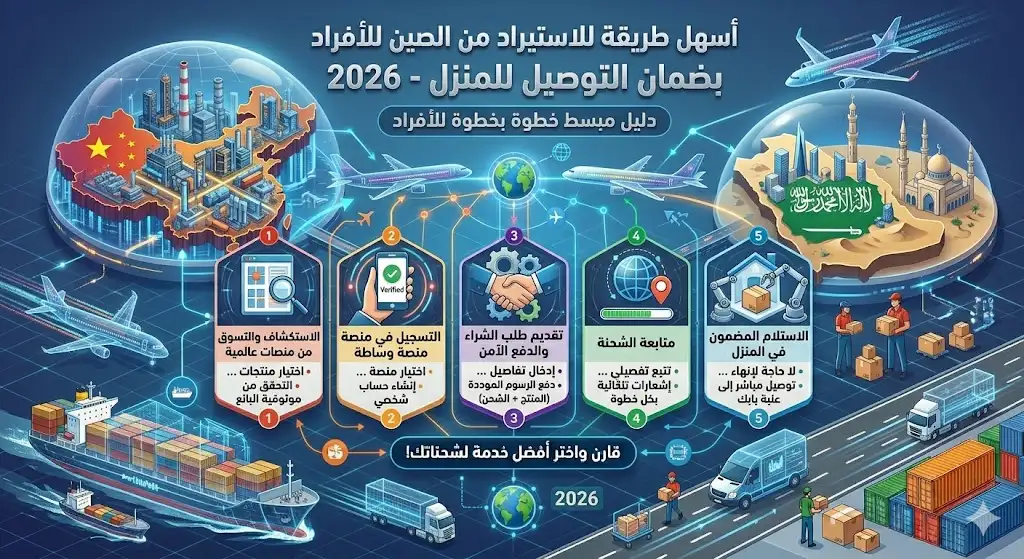 أسهل طريقة الاستيراد من الصين للافراد بضمان التوصيل للمنزل 2026