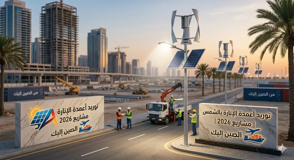 استيراد أعمدة الإنارة بالشمس