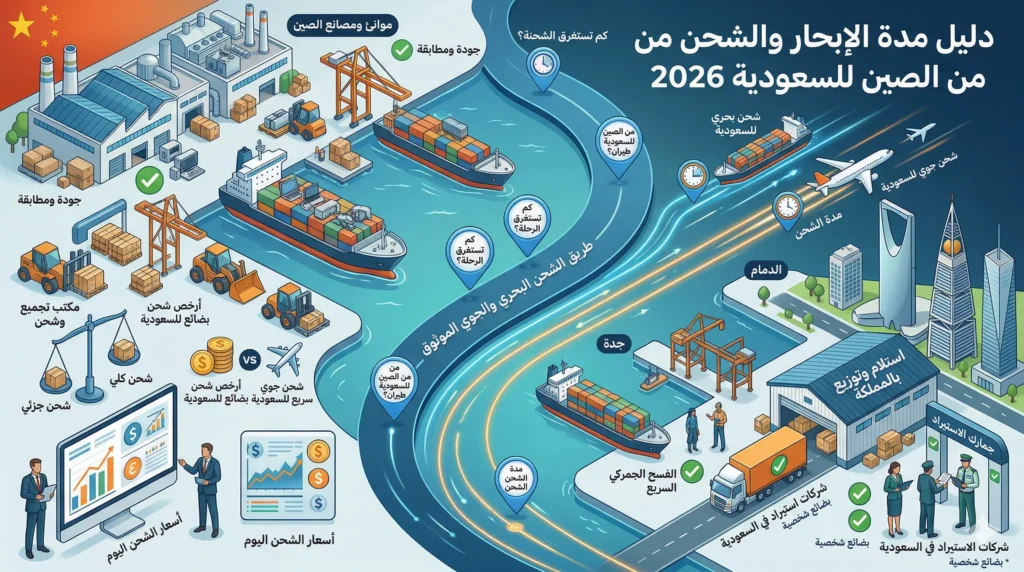 مدة الابحار من الصين الى السعودية